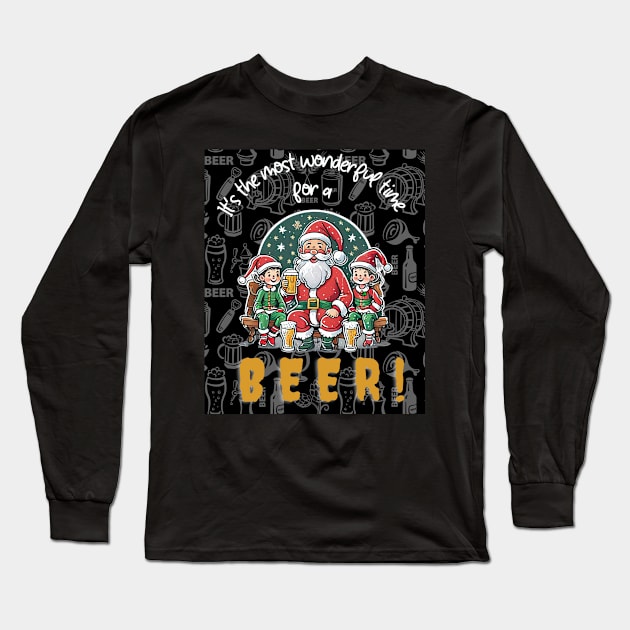 Festive cheer and cold beer Long Sleeve T-Shirt by Tee Trendz